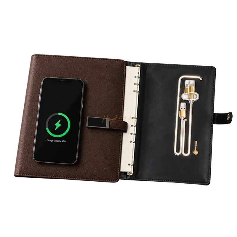 Premium PU Wireless Charging Diary with 10,000 mAh Power Bank