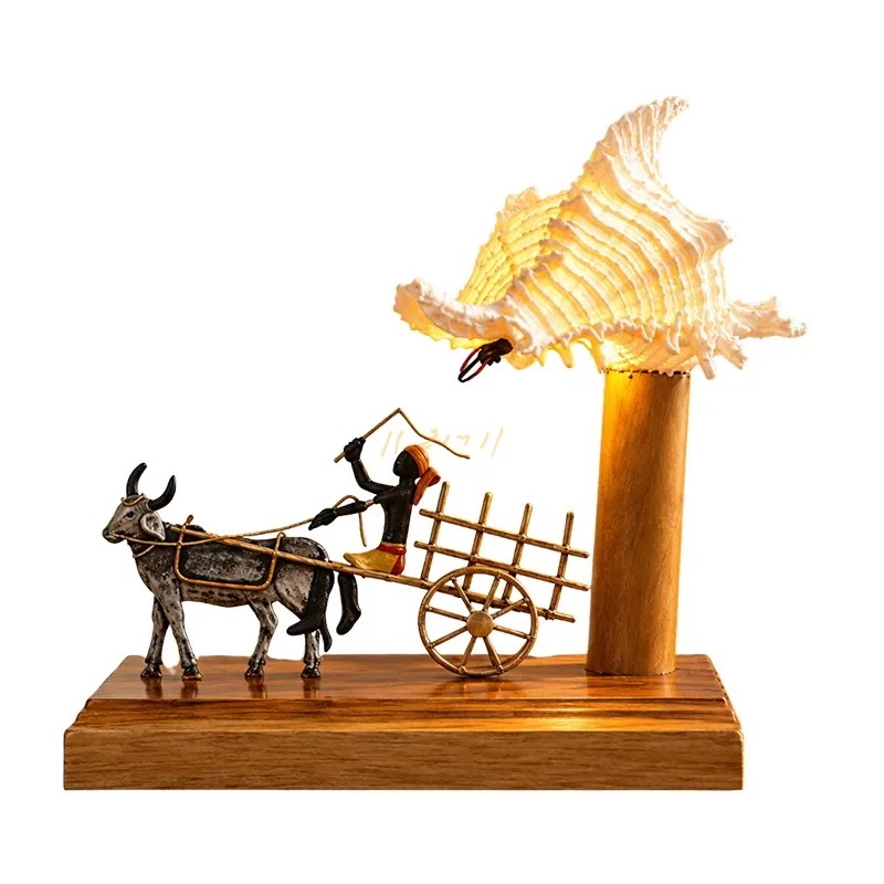 Coastal Caravan Bullock Cart Sea Shell Table Lamp