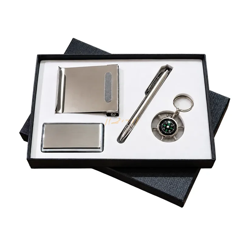 Silver 4-Piece Corporate Gift Set with Stylus Pen & Mobile Stand