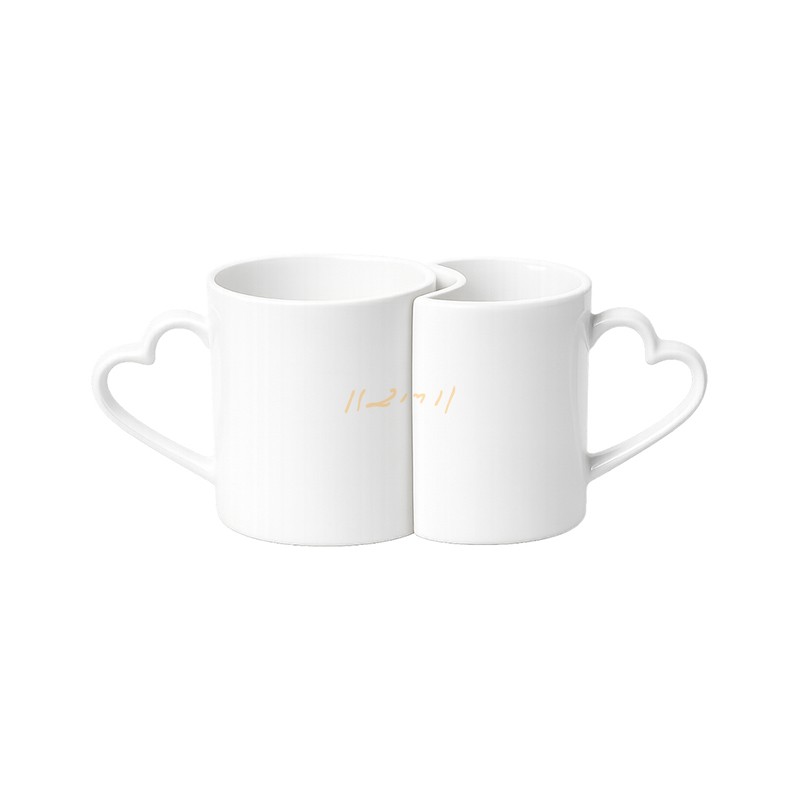 Heart-Handle Couple Ceramic Mug