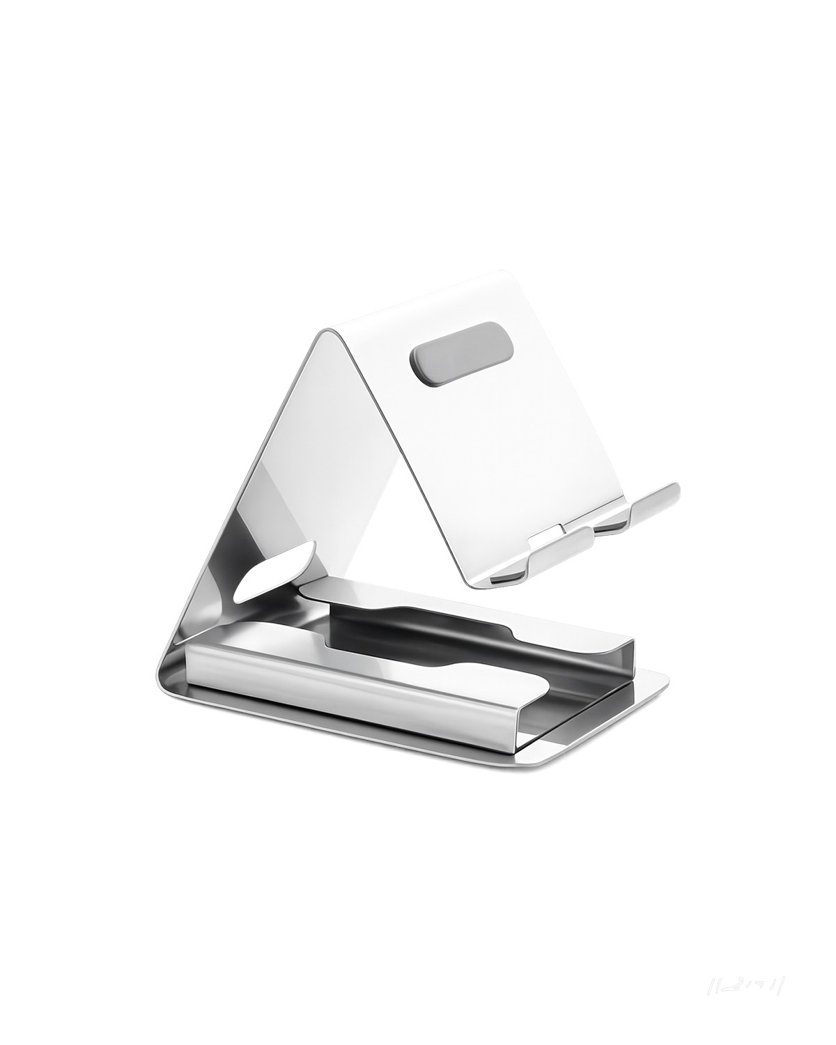 Silver Metal Mobile Stand with Card Holder, Custom Logo Branding