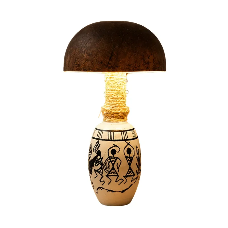 Ethnic Aura Handcrafted Coconut Shell Table Lamp