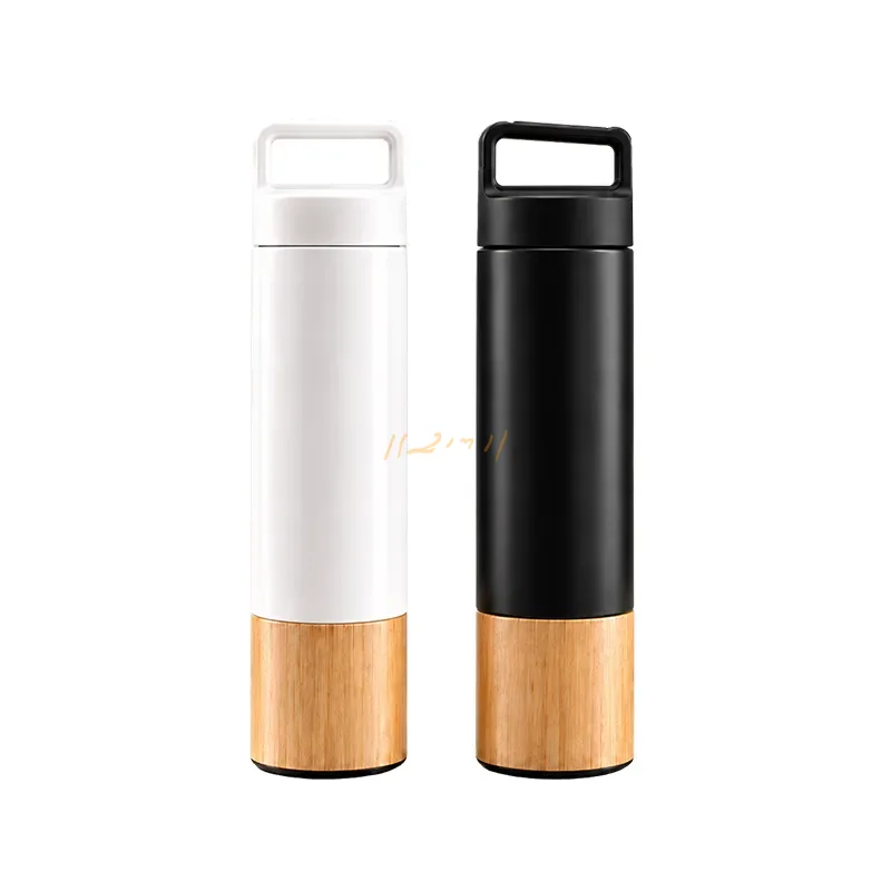 Premium Stainless Steel Flask with Bamboo Base