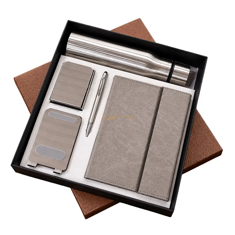 Executive 5-Piece Corporate Gift Set with Steel Drinkware & A5 Folder Notebook
