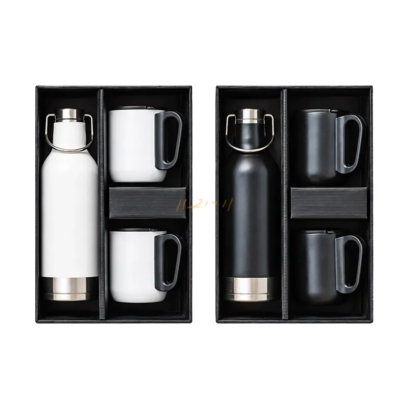 Exclusive Hot and Cold Bottle with Two Mugs Gift Set