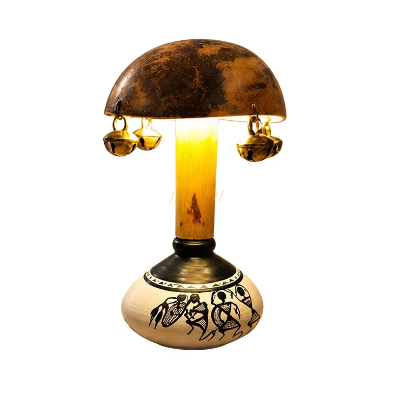 Tribal Chime Heritage Coconut Shell Table Lamp