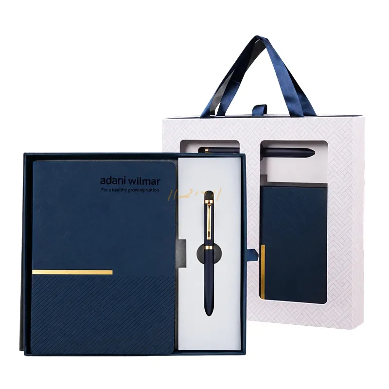The Midnight Crest Duo – Premium Navy A5 Notebook & Metal Pen Gift Set