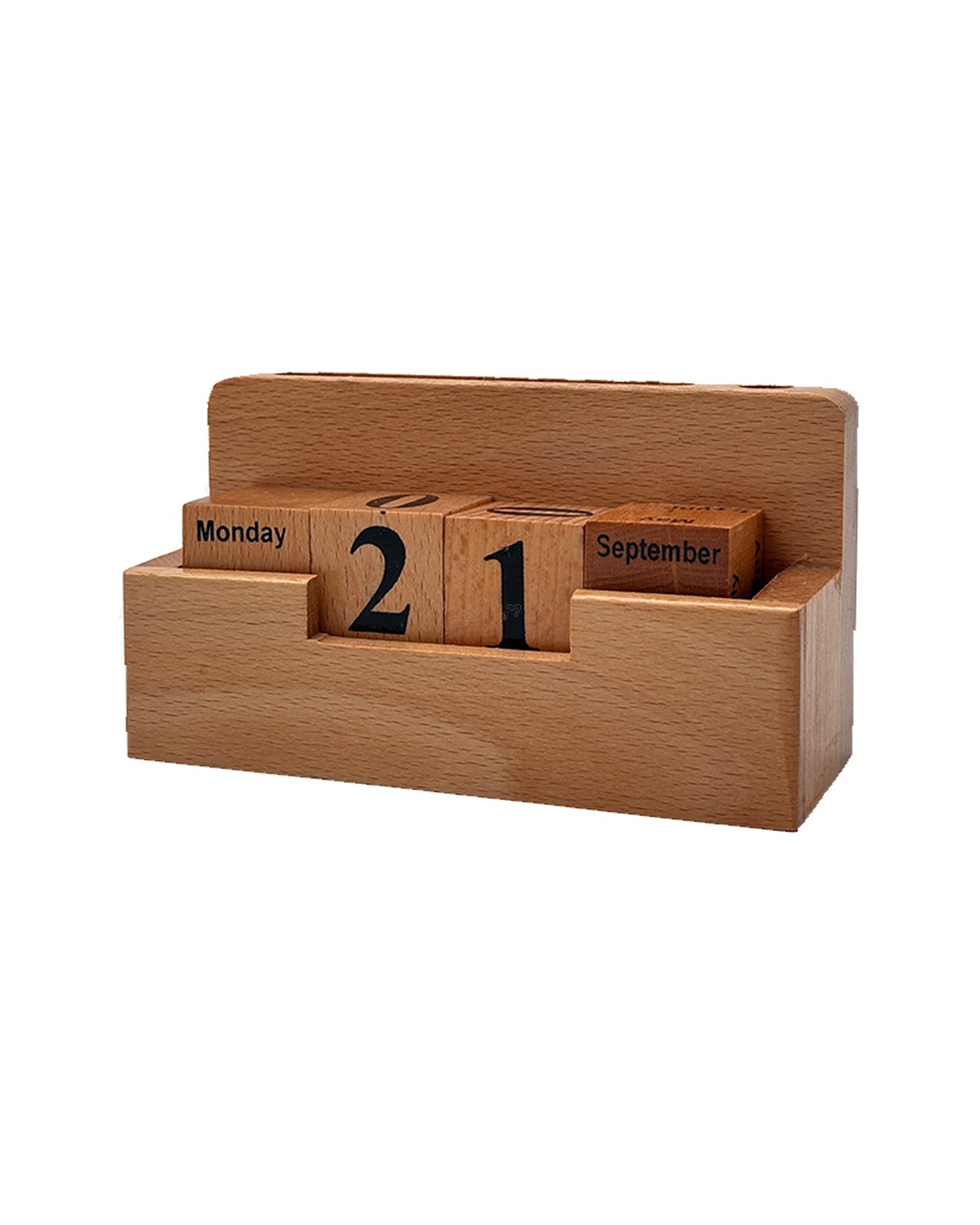 Wooden Promotional Perpetual Calendar Pen Stand