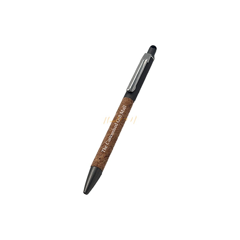 Sustainable 2-in-1 Stylus Corporate Pen - EcoTouch Cork Metal Pen
