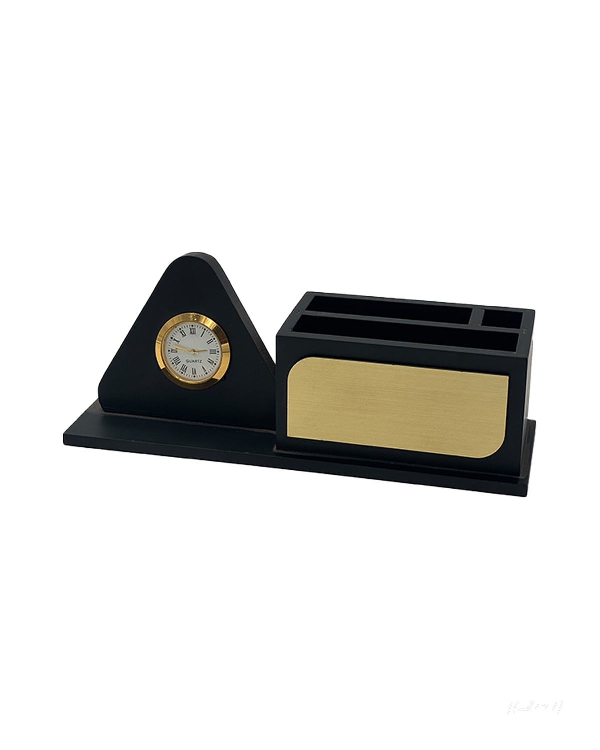 Wooden Executive Pen Stand with Clock