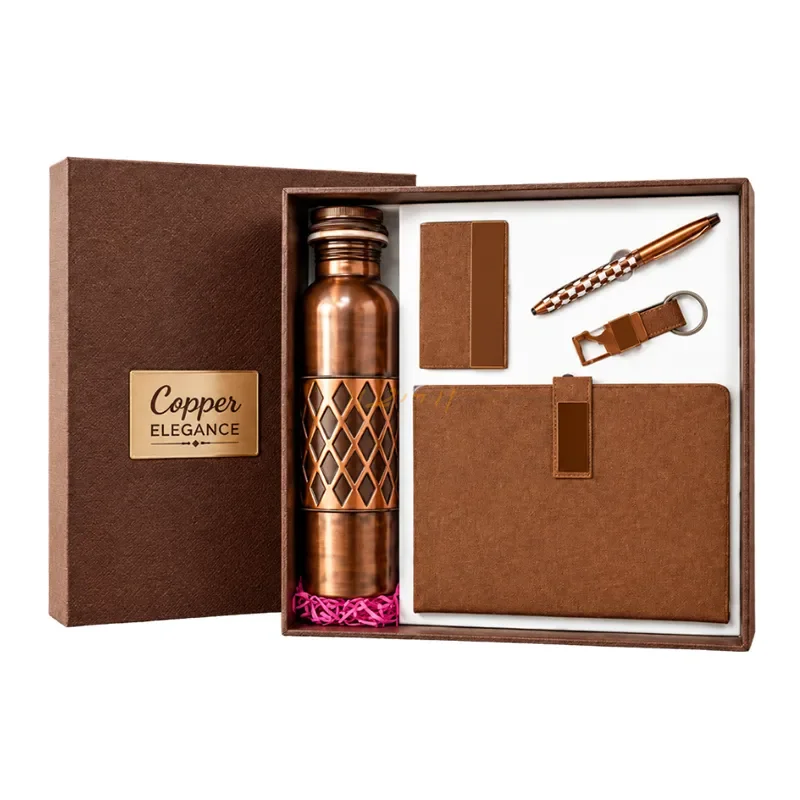 Copper Elegance 5-Piece Corporate Gift Set with Bottle, Diary & Pen