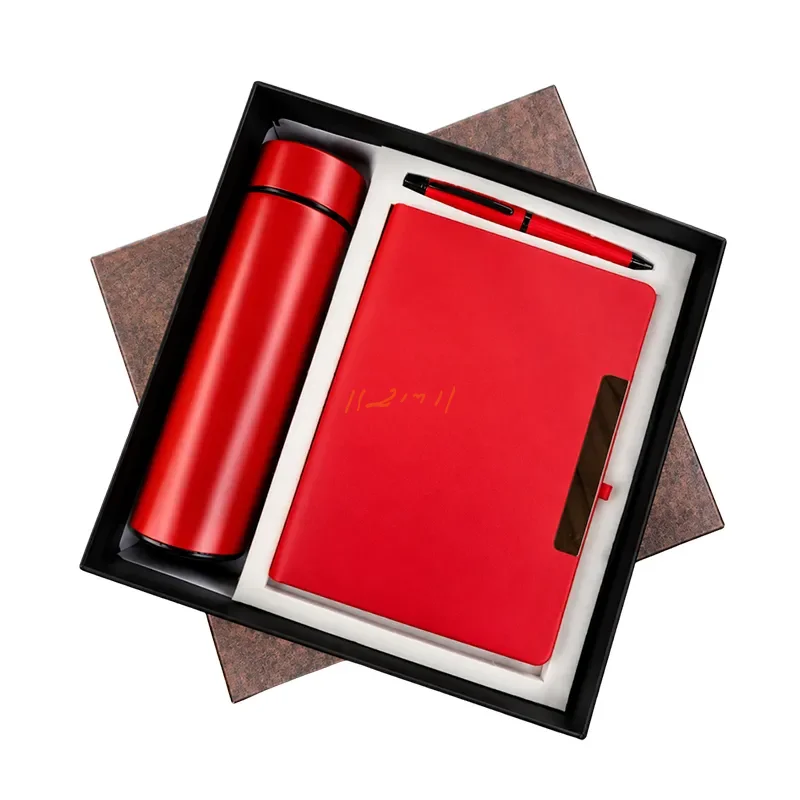 Red 3-Piece Corporate Gift Set with Bottle, Notebook & Pen