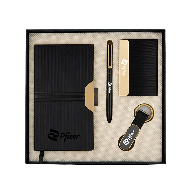 The Black Gold Business Quartet – Notebook, Pen, Card Holder & Keychain Gift Set