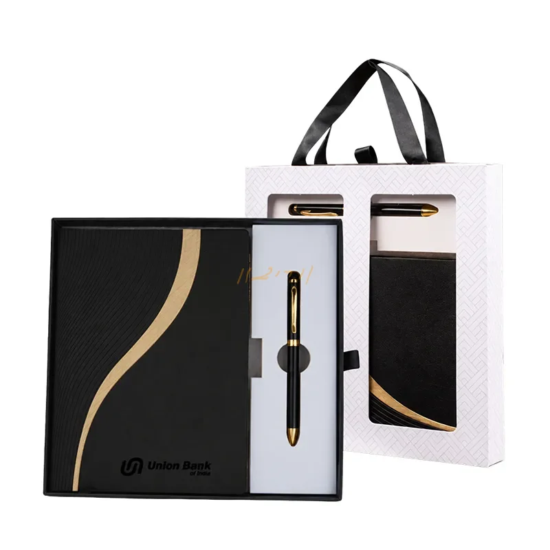 The Aureus Executive Duo – Black & Gold A5 Notebook and Metal Pen Gift Set