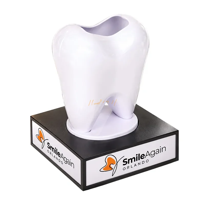 Tooth-Shaped Revolving Pen Stand with Custom Branding