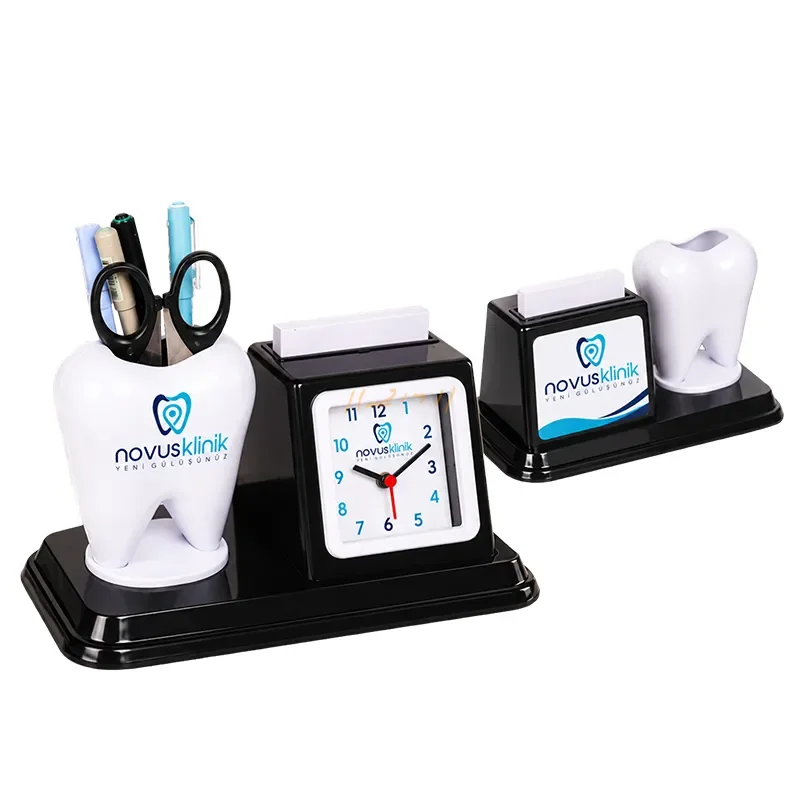 SmileDesk – Tooth-Shaped Pen Stand, Table Clock & 130-Page Chit Pad