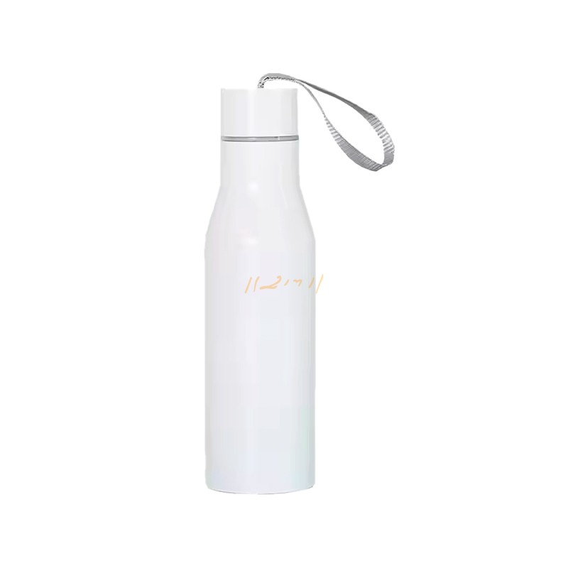 White Stainless-Steel Water Bottle with Carry Strap