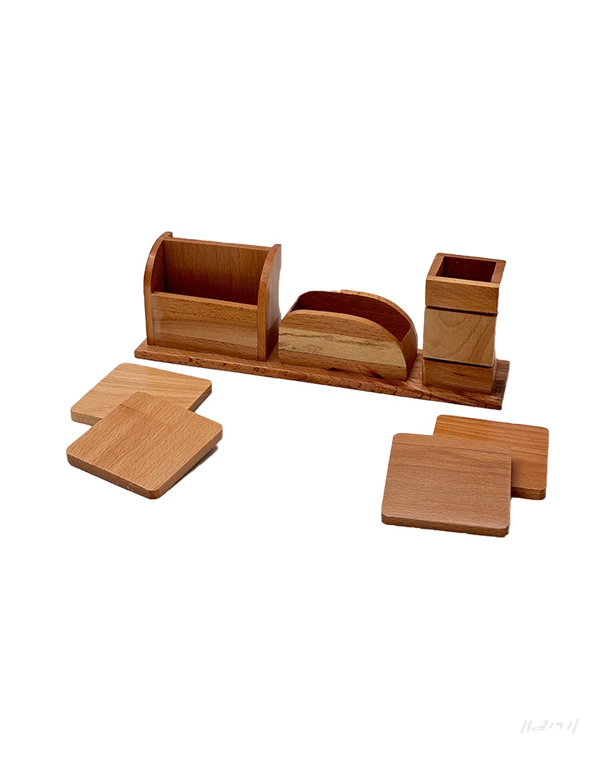 Wooden Executive Pen Stand with Coaster Set