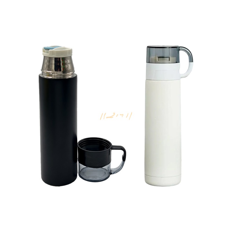 Vacuum-Insulated Travel Bottle with Handled Cup Lid