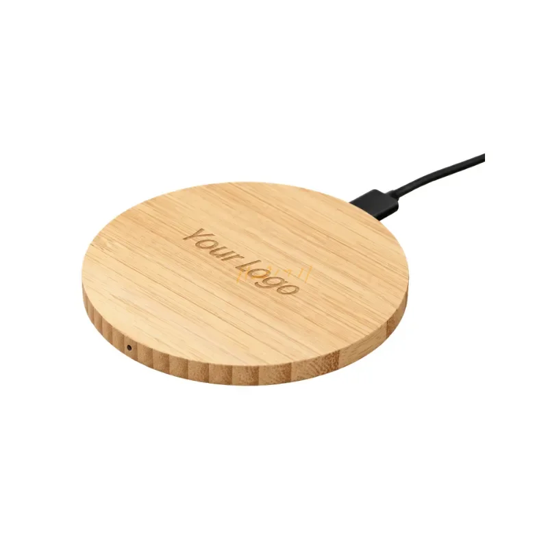 Wooden 15W Wireless Charging Pad with Custom Branding