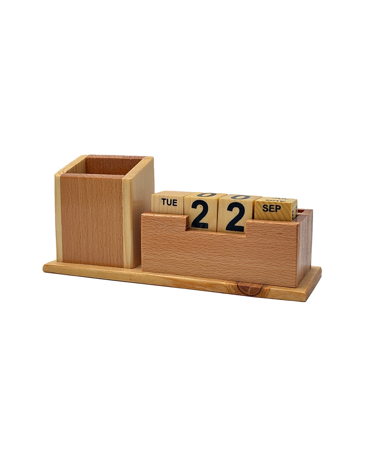 Wooden Calendar Pen Stand