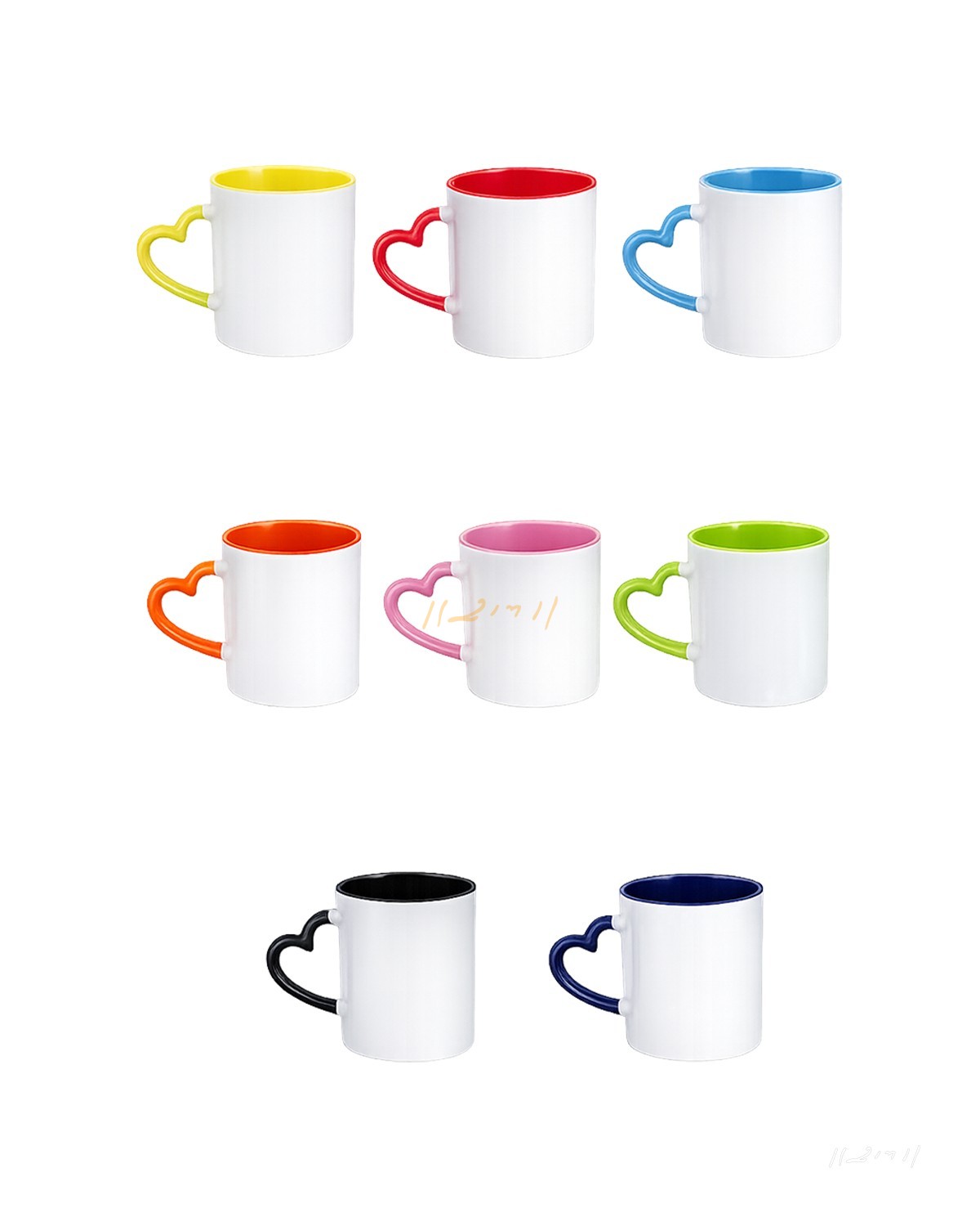 3 Tone Color Heart Handle Mug