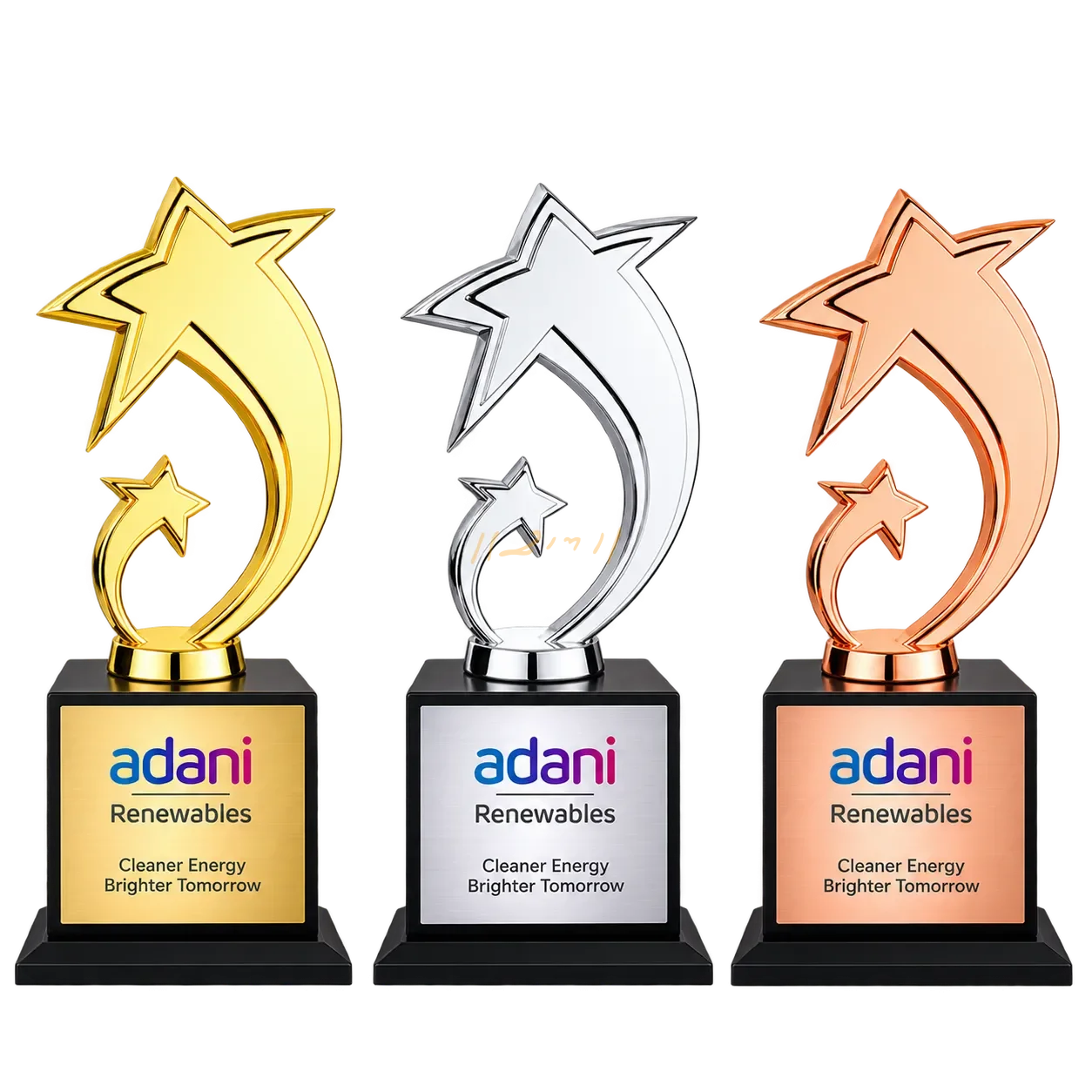 Rising Stars Metal Corporate Trophy with Wooden Base