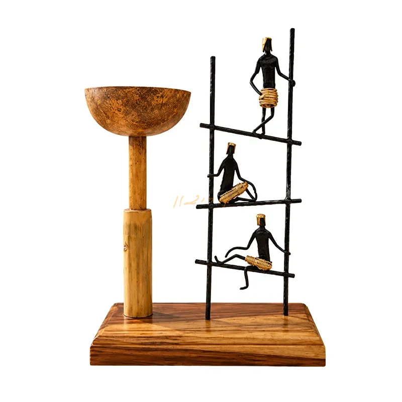 Tribal Ascent Coconut Shell Planter Sculpture